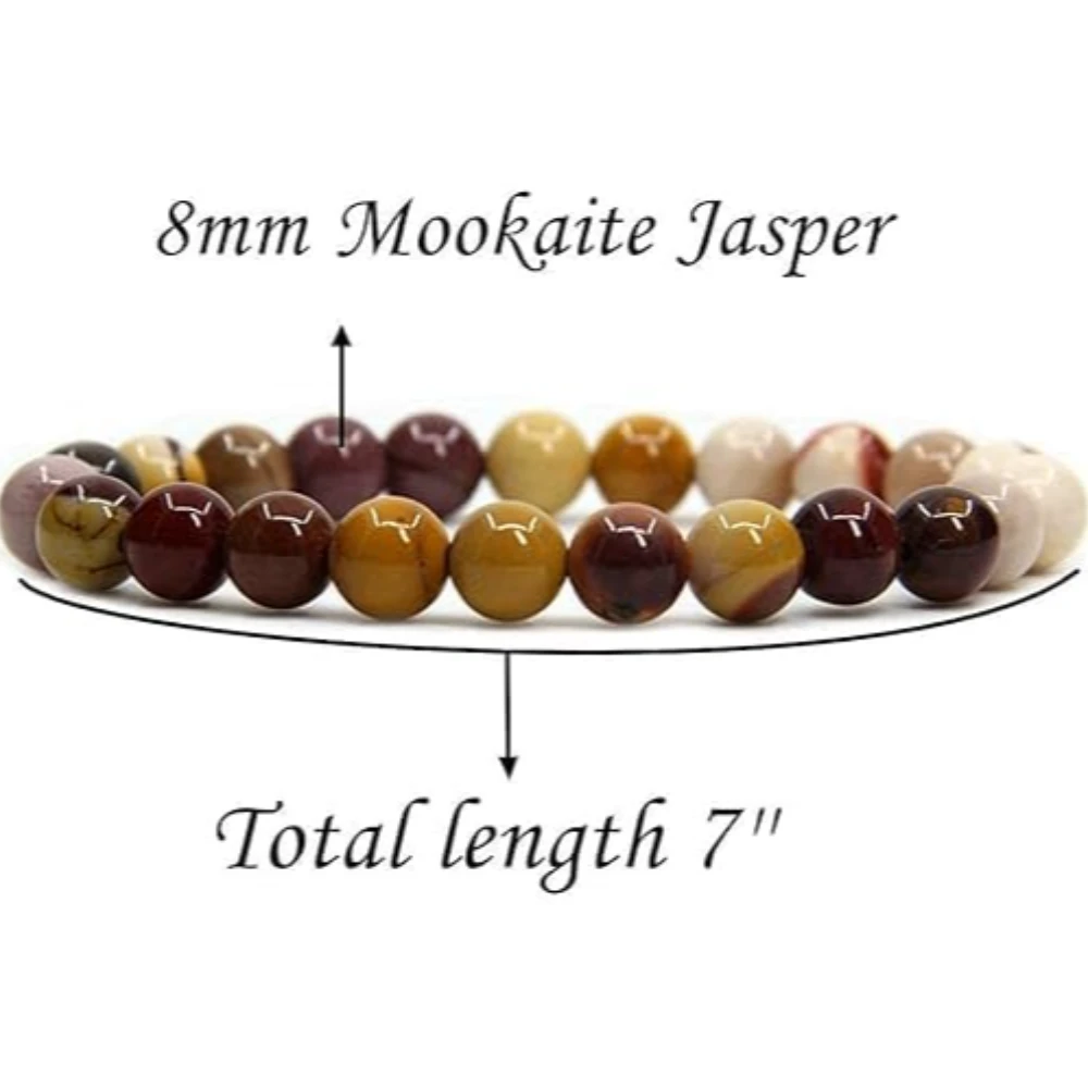 Agatesvibe Handmade Semi-Precious Gemstone Beaded Bracelet – 8mm Round Stretch Bracelet (7") for Unisex (Pack of 1) (Mookaite)