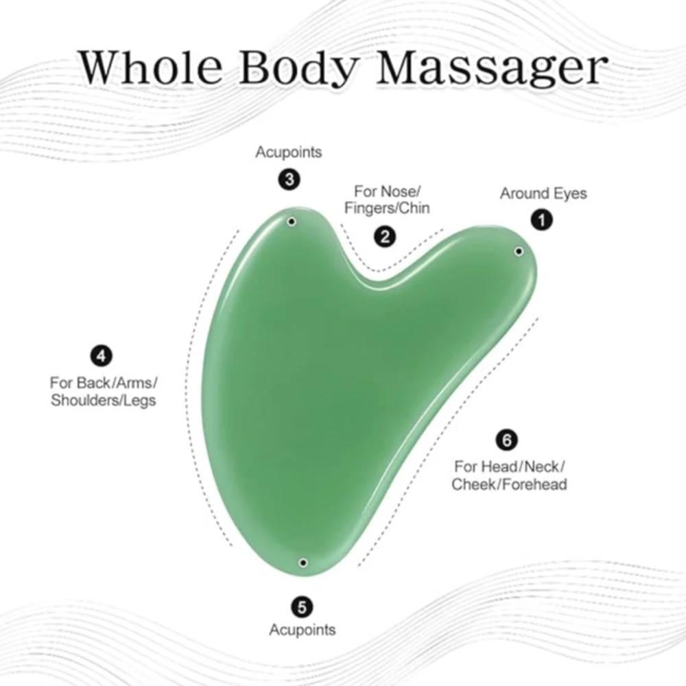 Agatesvibe Gua Sha Facial Tool for Face and Body, Gua Sha for Self Care, Guasha Tool Tensions Relief and Reducing Puffiness,Self Care Gifts for Woman/Men, Skin Gifts (Pack of 1) (Green)