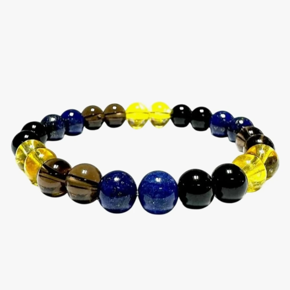 Agatesvibe Sagittarius Zodiac Bracelet – Lapis Lazuli, Black Obsidian, Smoky Quartz & Citrine for Protection & Positivity (Pack of 1)