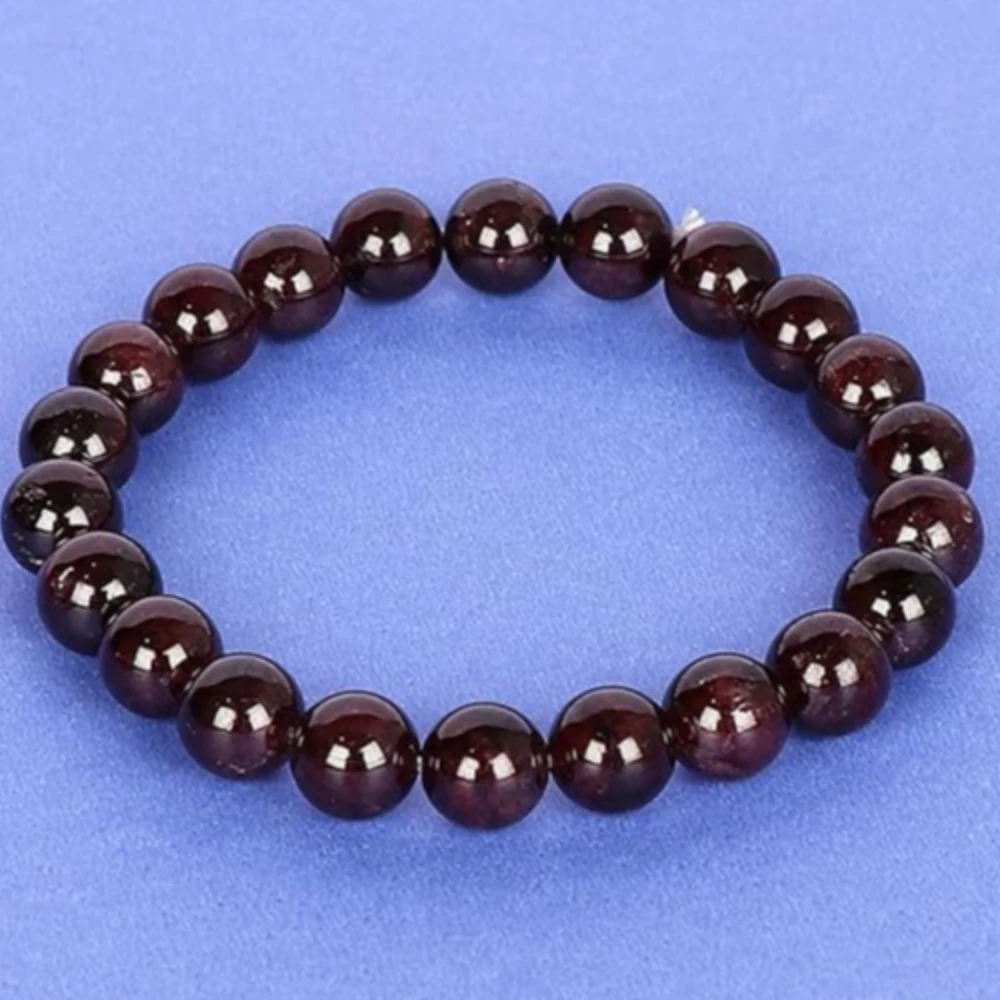 Agatesvibe™ Red Garnet Crystal Bracelet (8mm) – Natural Gemstone Beads for Men & Women | Elastic Reiki & Feng Shui Healing Stone | Unisex Casual Jewelry | Pack of 1