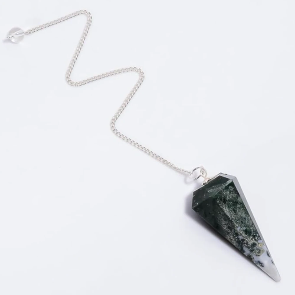 Agatesvibe "7 Chakra Stones Pendulum – Energy Healing & Dowsing Crystal | Reiki Pendulum with Chakra Chain & Ball for Meditation & Grids(Pack of 1) (Tree Agate)