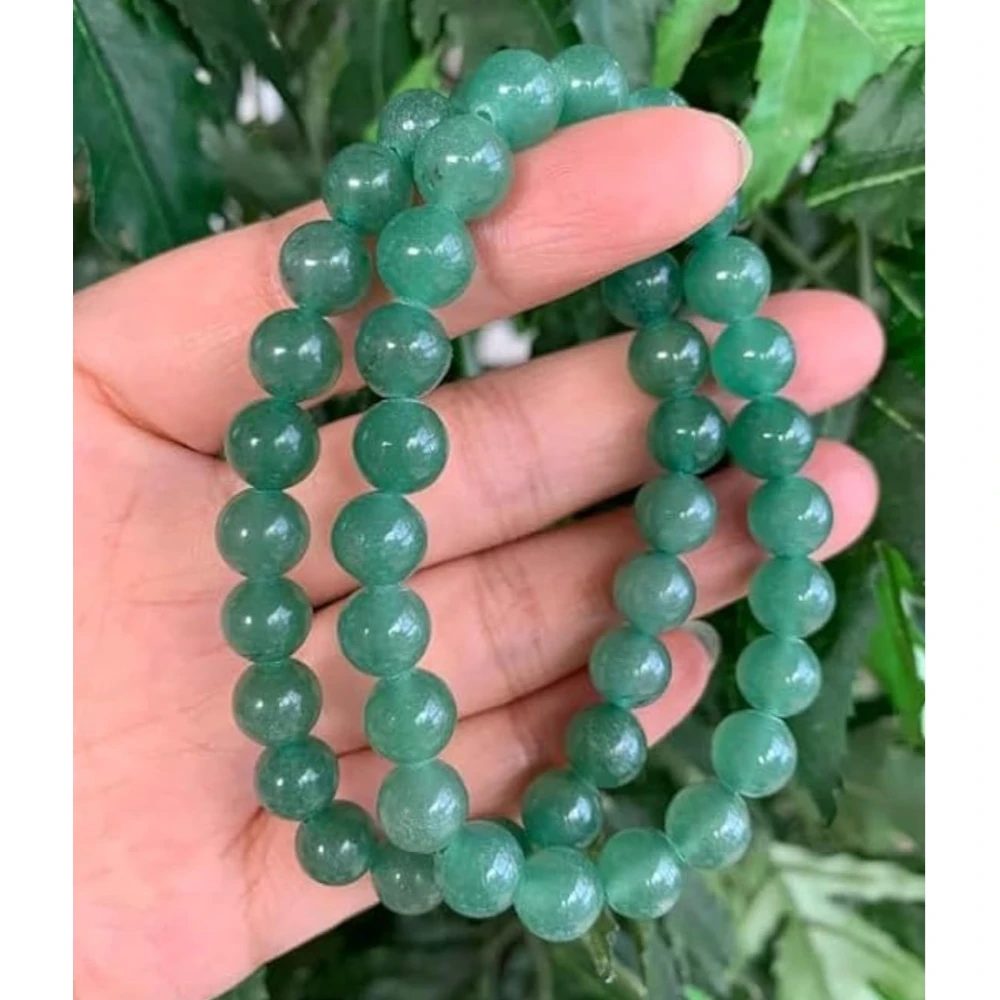 Agatesvibe Natural Certified 8mm Healing Crystal Bracelet | Unisex Stretchable Design | Chakra Balancing, Inner Peace & Abundance for Overall Well-being (Pack of 1) (Green Jade)