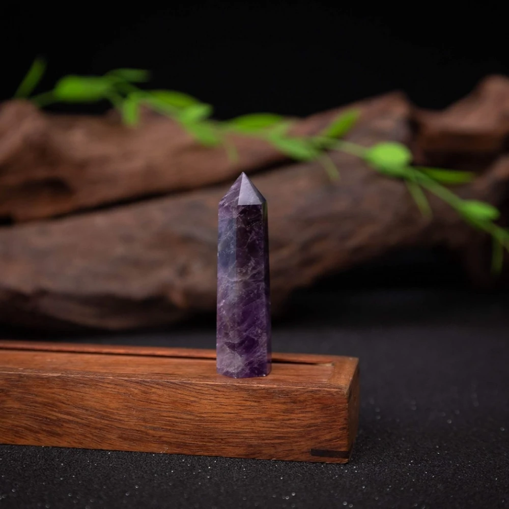Agatesvibe Goege Bailey Amethyst Crystal Wand – Healing Stone | Faceted Reiki Chakra Meditation Tool for Energy Balancing & Spiritual Therapy (4pcs Purple Amethyst)