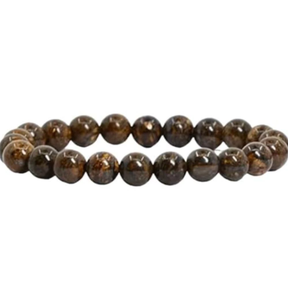 Agatesvibe Natural Certified 8mm Healing Crystal Bracelet | Stretchable, Suitable for Men and Women | for Chakra Balancing, Inner Peace, Abundance, and overall Well-being (Pack of 1) (Bronzite)