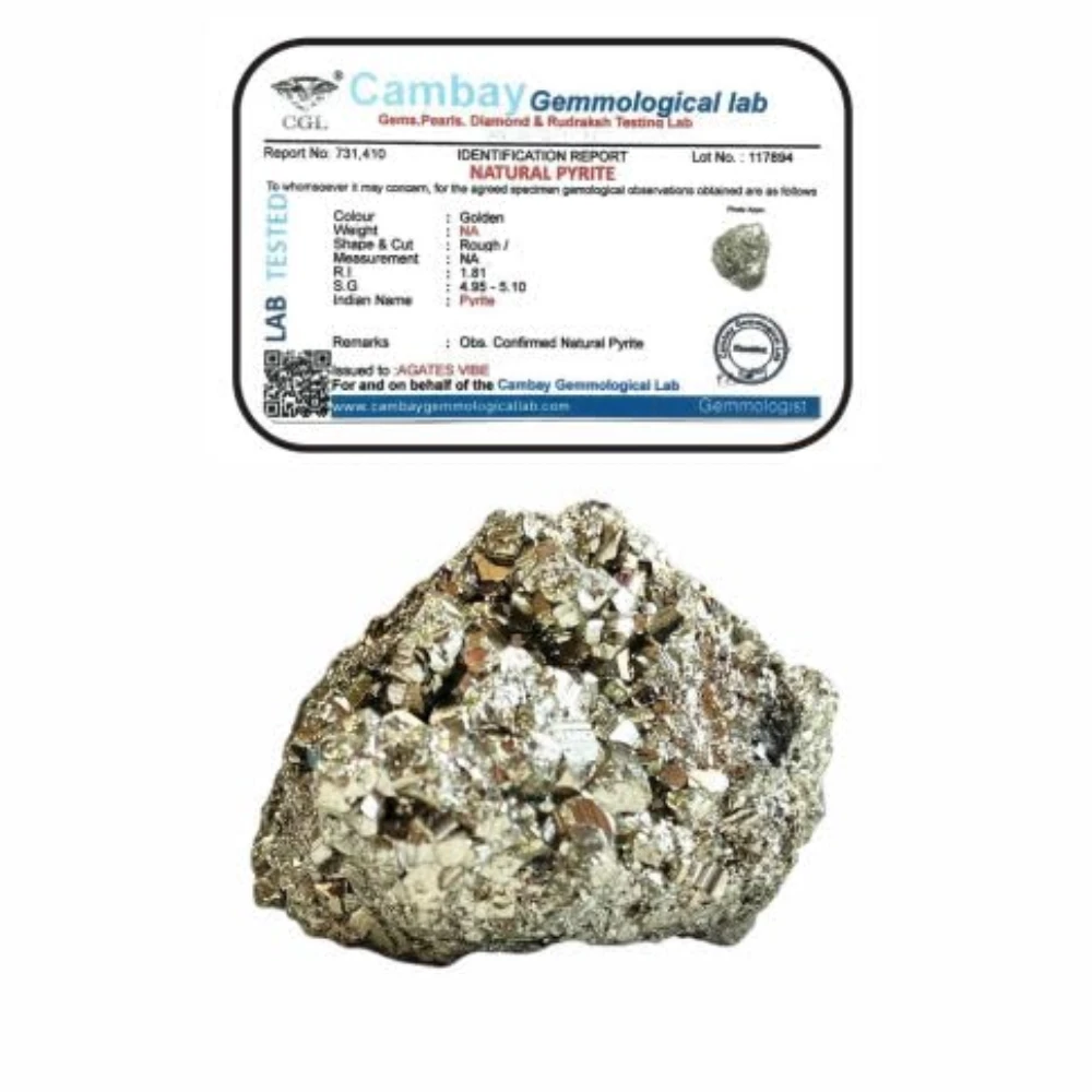 Agatesvibe Natural Pyrite Rough Stone Carats – Original Cluster from Peru | Healing Crystal for Wealth, Protection & Vastu | for Home Décor & Collection (Pyrite Upto 40 Gram)