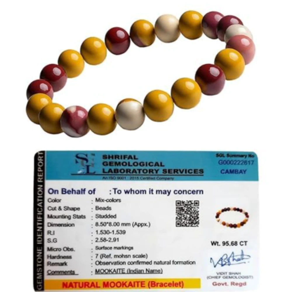 Agatesvibe Natural Certified 8mm Healing Crystal Bracelet | Unisex Stretchable Design | Chakra Balancing, Inner Peace & Abundance for Overall Well-being (Pack of 1) (Mookaite)