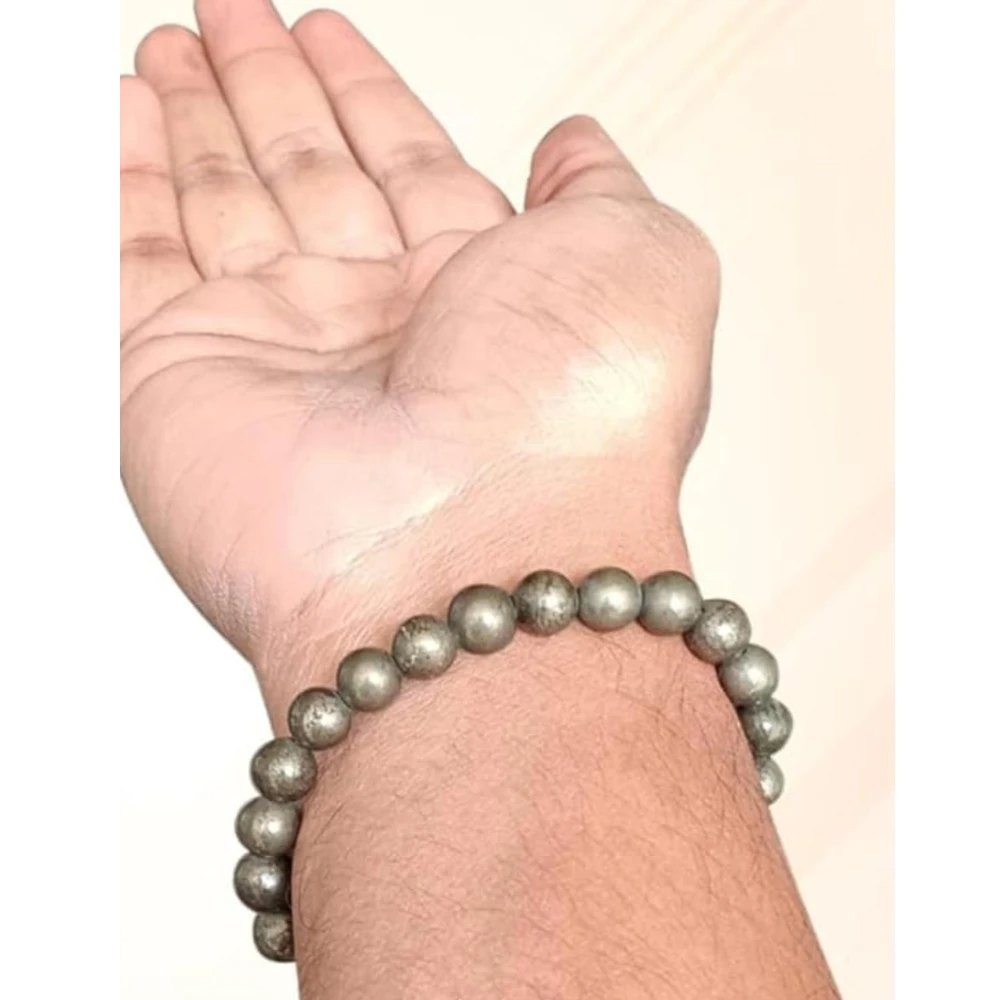 Agatesvibe "Original Certified Pyrite (पायराइट) Bracelet | Real Pairait Stone Crystal ब्रेसलेट for Men & Women | Golden Pyrite Energy Bracelet(Pack of 1)