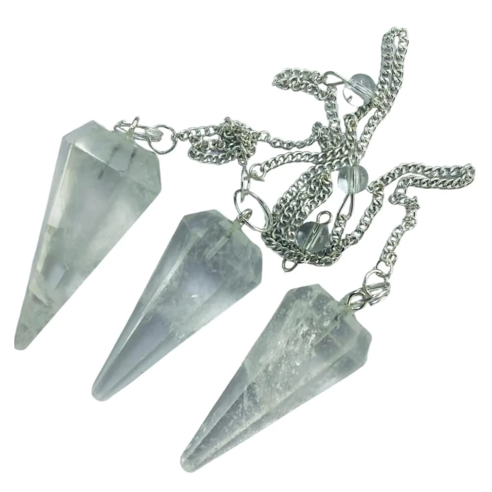 Agatesvibe "7 Chakra Stones Pendulum – Energy Healing & Dowsing Crystal | Reiki Pendulum with Chakra Chain & Ball for Meditation & Grids(Pack of 1) (Clear Crystal)
