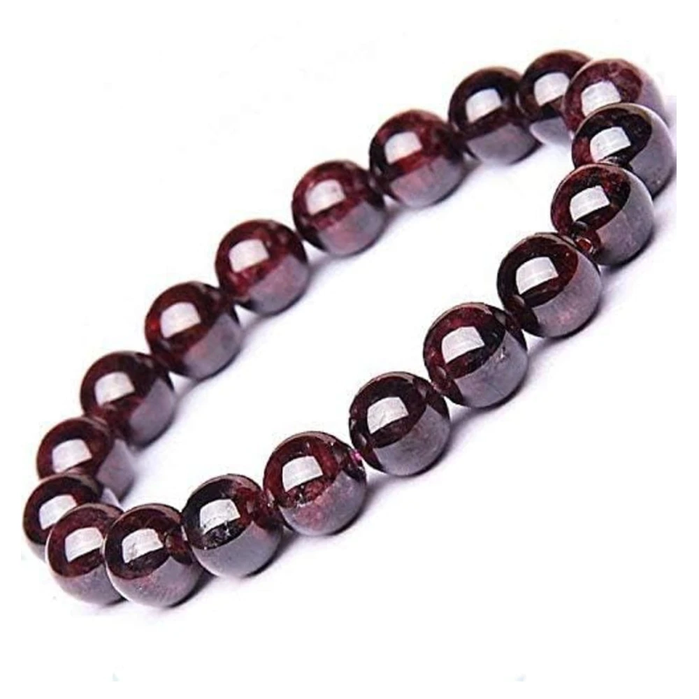 Agatesvibe™ Red Garnet Crystal Bracelet (8mm) – Natural Gemstone Beads for Men & Women | Elastic Reiki & Feng Shui Healing Stone | Unisex Casual Jewelry | Pack of 1