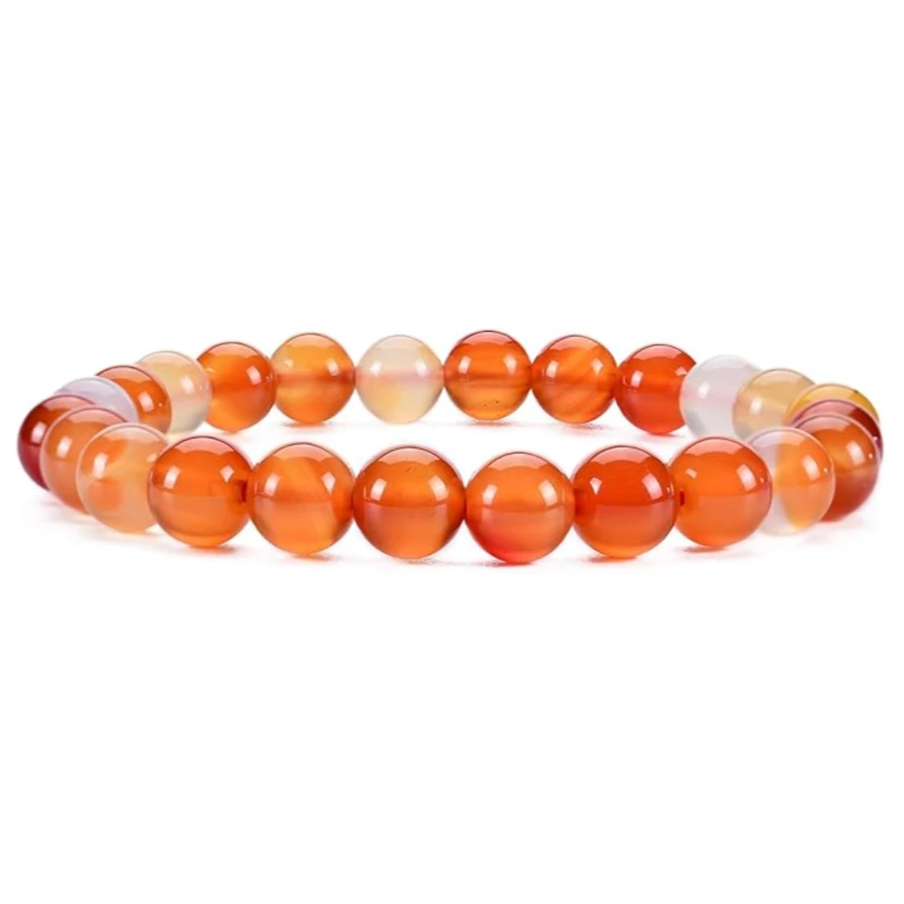 Agatesvibe Gemstone Beaded Bracelets for Women and Men - 8mm Round Beads Stone Bracelet | Includes Certificate of Authenticity (Pack of 1) (Carnelian)