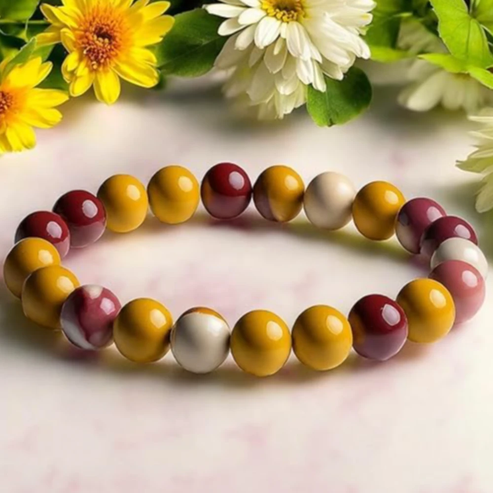 Agatesvibe Natural Certified 8mm Healing Crystal Bracelet | Unisex Stretchable Design | Chakra Balancing, Inner Peace & Abundance for Overall Well-being (Pack of 1) (Mookaite)