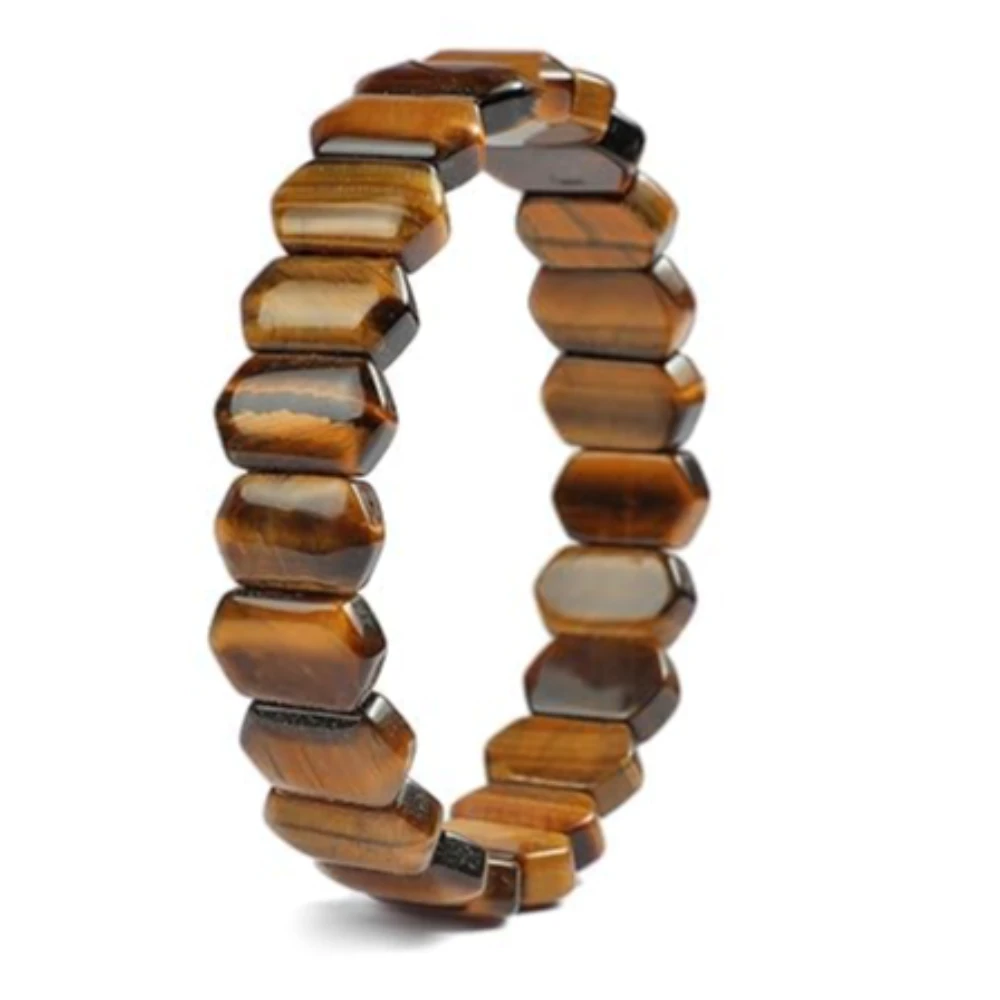 Agatesvibe Men's & Women's Tiger Eye Faceted Crystal Bracelet – Exotic Brown Cut Stone Beaded Jewelry (Pack of 1)