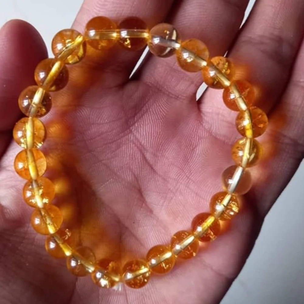 Agatesvibe Natural Citrine Premium Bracelet (Non Heated) – Genuine Polished Round Citrine Crystal Energy Healing Jewelry for Positive Vibes and Abundance (Pack of 1)