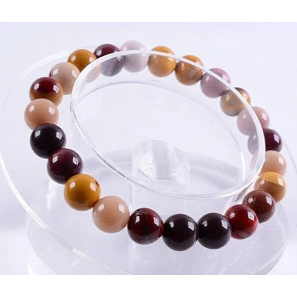 Agatesvibe Handmade Semi-Precious Gemstone Beaded Bracelet – 8mm Round Stretch Bracelet (7") for Unisex (Pack of 1) (Mookaite)