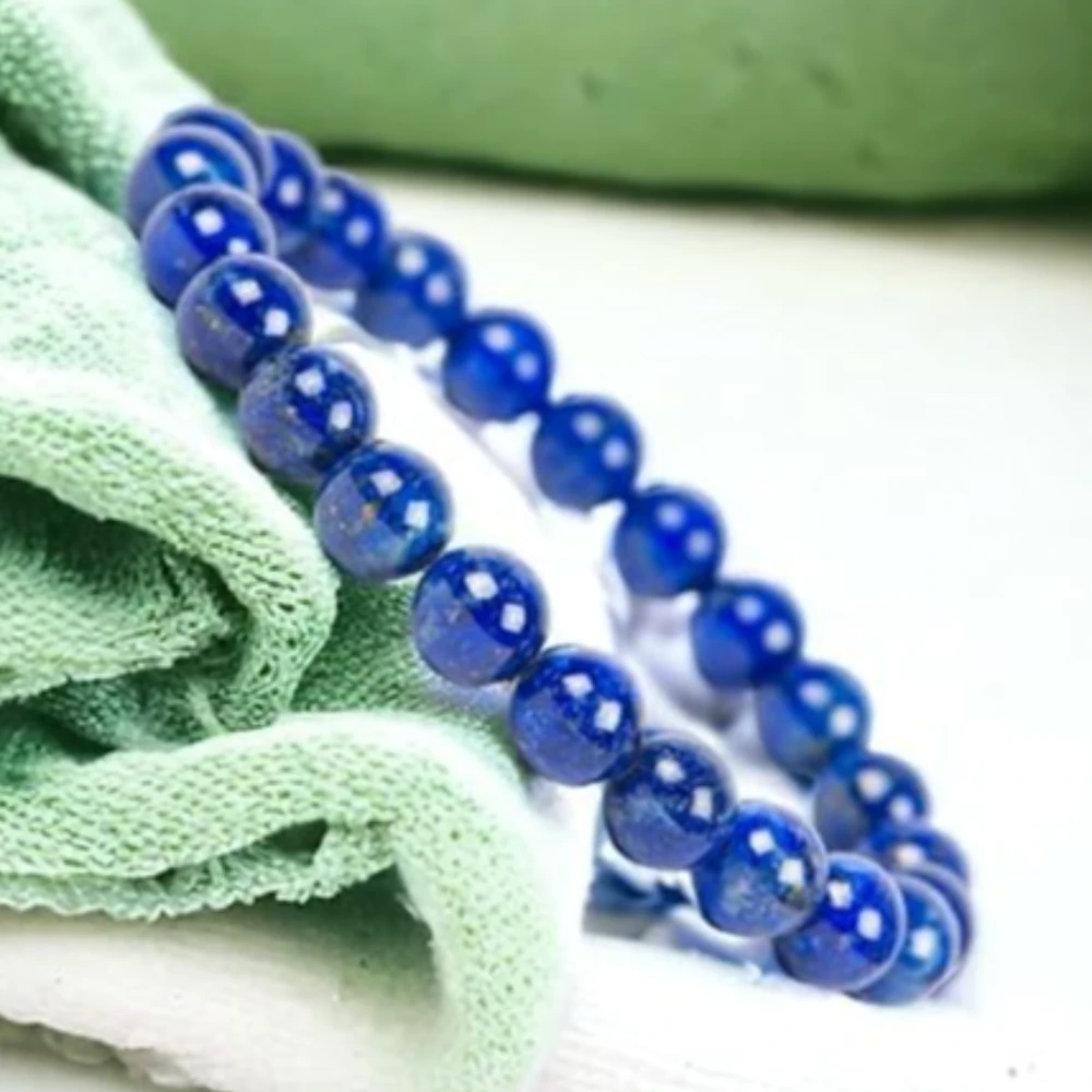 Agatesvibe Natural Certified 8mm Healing Crystal Bracelet | Unisex Stretchable Design | Chakra Balancing, Inner Peace & Abundance for Overall Well-being (Pack of 1) (Lapis Lazuli)