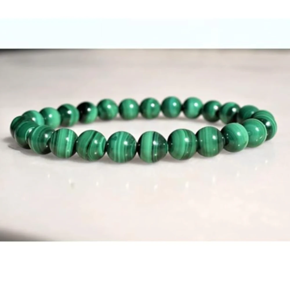 Agatesvibe Natural AAA++ Malachite Bracelet – 8mm Green Crystal Beads – Premium Jewelry Gift for Women (Pack of 1