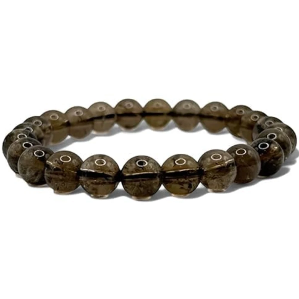 Agatesvibe Money Magnet Bracelet – Shiny Gold-Like Natural Gemstone | Unisex Wealth & Confidence Jewelry for Men & Women | Attracts Money, Fame & Good Luck (Pack of 1) (Smoky Quartz)