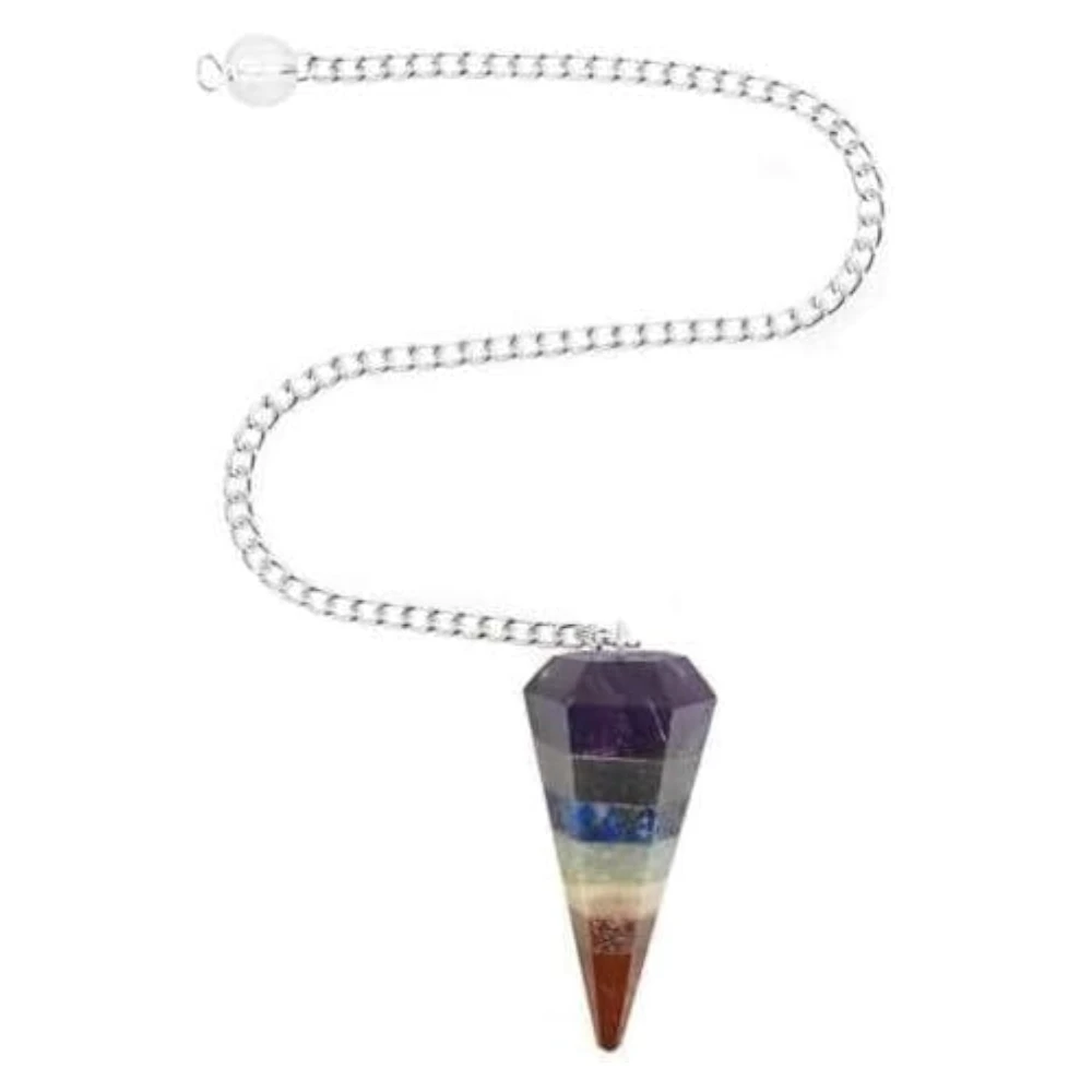 Agatesvibe "7 Chakra Stones Pendulum – Energy Healing & Dowsing Crystal | Reiki Pendulum with Chakra Chain & Ball for Meditation & Grids(Pack of 1) (Red Jasper)