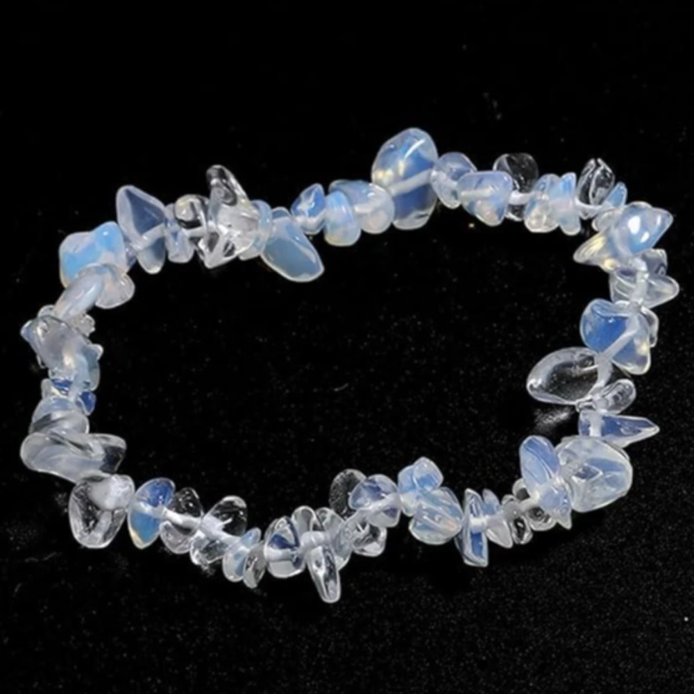 Agatesvibe Crystals Stretch Bracelet Irregular Beads Stretch Healing Crystals Chips Natural Gemstone for Women Jewelry Reiki Meditation (Pack of 1) (Opal Opalite)