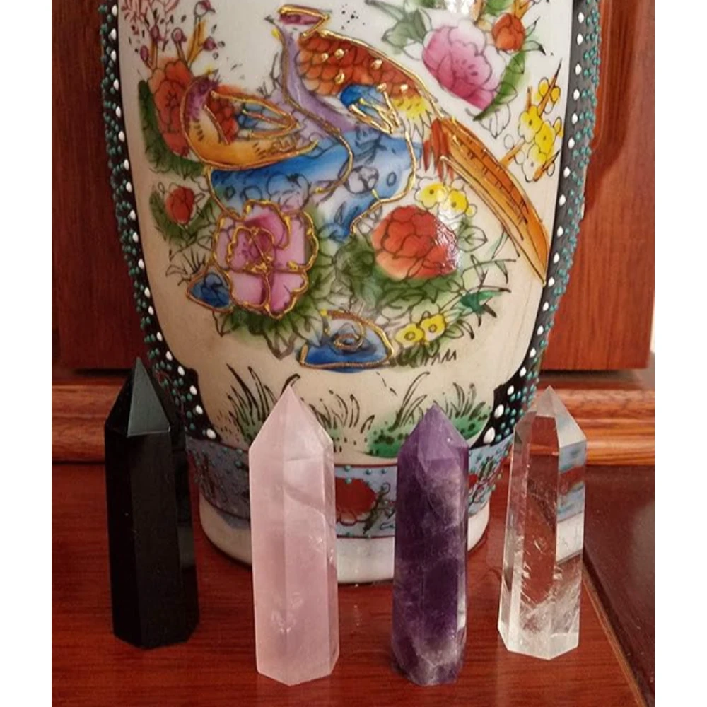 Agatesvibe Goege Bailey Amethyst Crystal Wand – Healing Stone | Faceted Reiki Chakra Meditation Tool for Energy Balancing & Spiritual Therapy (4 Sets)