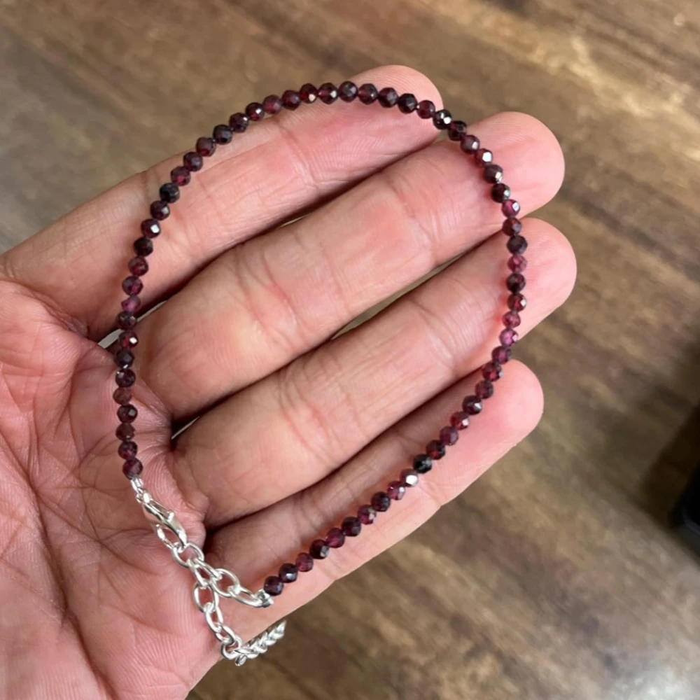 Raw Pyrite, Amethyst & Red Garnet Anklet for Women | Healing Crystal Jewelry for Wealth, Money, Protection & Power | Handmade Natural Stone Spiritual Gift Jewelry (Pack of 1)