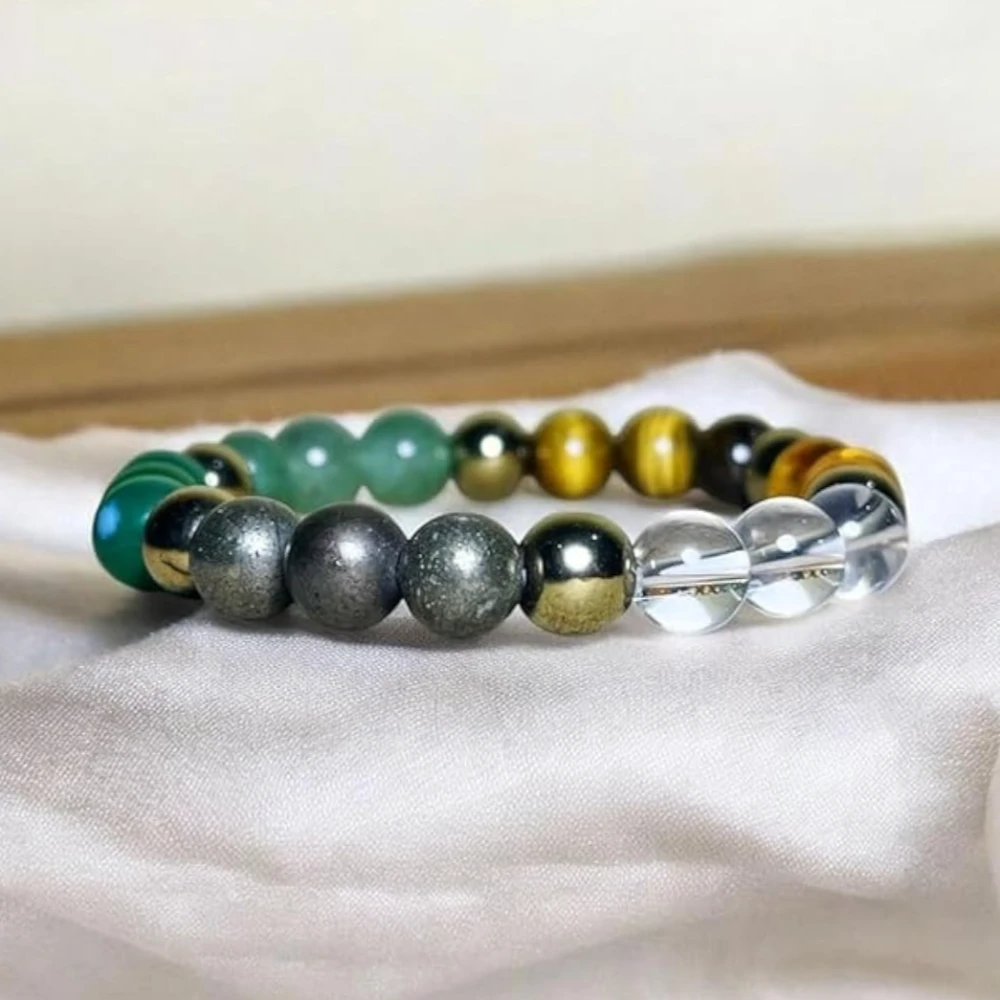 Bracelet for Wealth & Prosperity | Multi Crystal Healing Stone Beads |Original Style | Attract Money, Success & Positive Energy | Unisex – For Men & Women
