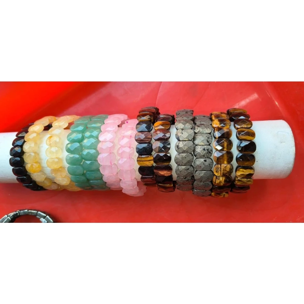 Agatesvibe Certified Reiki Healing Gemstone Bracelet – Tiger Eye, Aventurine, Amethyst & Jade Bangle Natural Tiger Eye & Amethyst Gemstone Bracelet – Vastu Expert Charged Healing Bangle (Pack of 1) (Black)