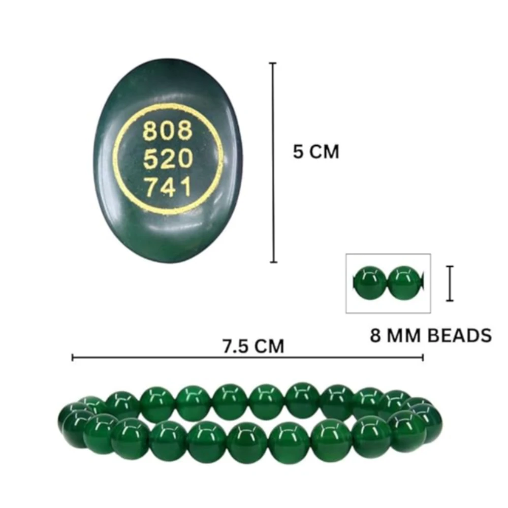 Agatesvibe "Natural Green Jade Wealth Bracelet & Zibu Symbol Coin | 8mm Beads for Money, Cash Flow & Prosperity Men and Women (Pack of 1)