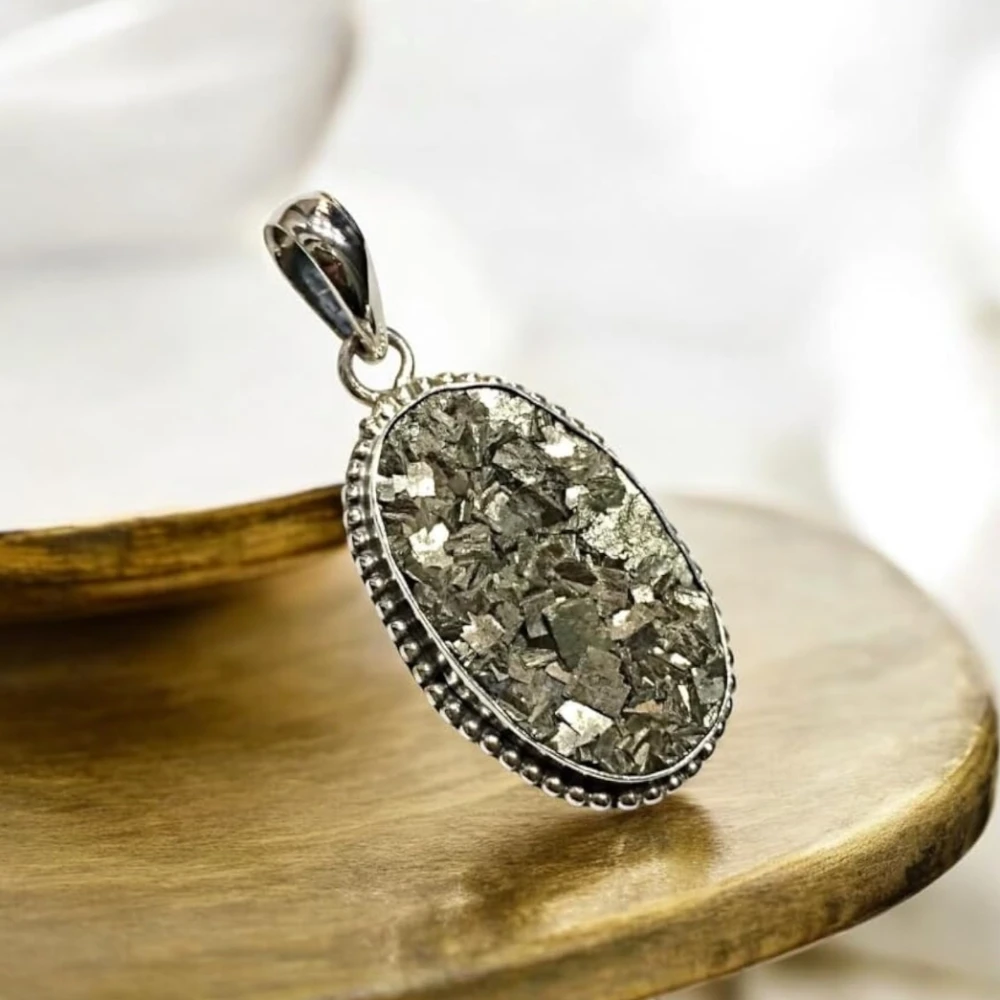 Agatesvibe™ Certified Pyrite Pendant – Real Crystal Stone Necklace for Men & Women | Symbol of Money, Wealth, Abundance & Success | Empowering & Positive Energy Jewelry | Pack of 1