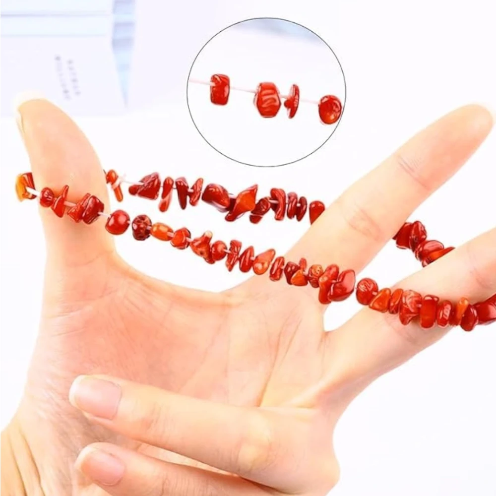 Agatesvibe Crystals Stretch Bracelet Irregular Beads Stretch Healing Crystals Chips Natural Gemstone for Women Jewelry Reiki Meditation (Pack of 1) (Red Jasper)