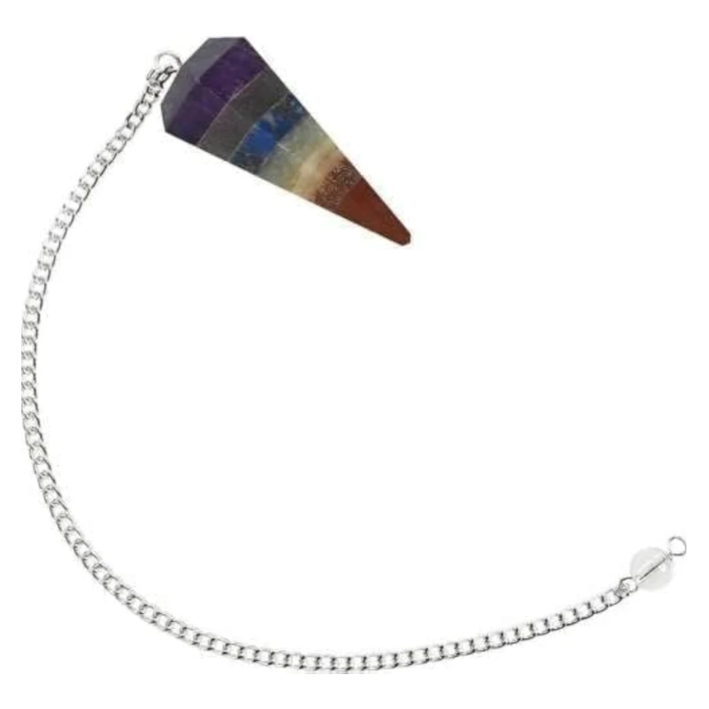 Agatesvibe "7 Chakra Stones Pendulum – Energy Healing & Dowsing Crystal | Reiki Pendulum with Chakra Chain & Ball for Meditation & Grids(Pack of 1) (Red Jasper)