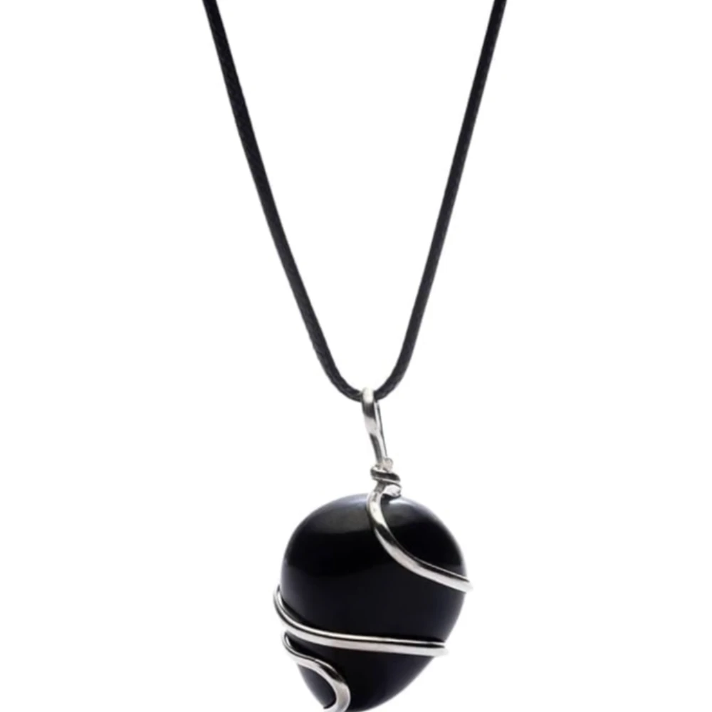 Agatesvibe Healing Crystal Pendant Necklace for Women – Handmade Jewelry with Ethically Sourced Genuine Crystals & Healing Stones (Pack of 1) (Obsidian)