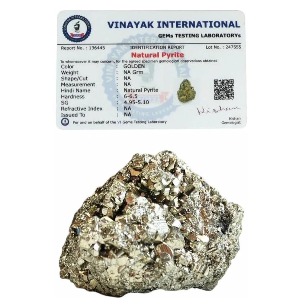 Agatesvibe Natural Pyrite Rough Stone – Original Pyrite Raw Cluster from Peru | 100 Carats | Genuine Healing Crystal for Wealth, Protection & Energy | Ideal for Vastu, Reiki, Home Décor