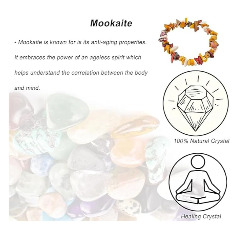 Agatesvibe Crystals Stretch Bracelet Irregular Beads Stretch Healing Crystals Chips Natural Gemstone for Women Jewelry Reiki Meditation (Pack of 1) (Mookaite)