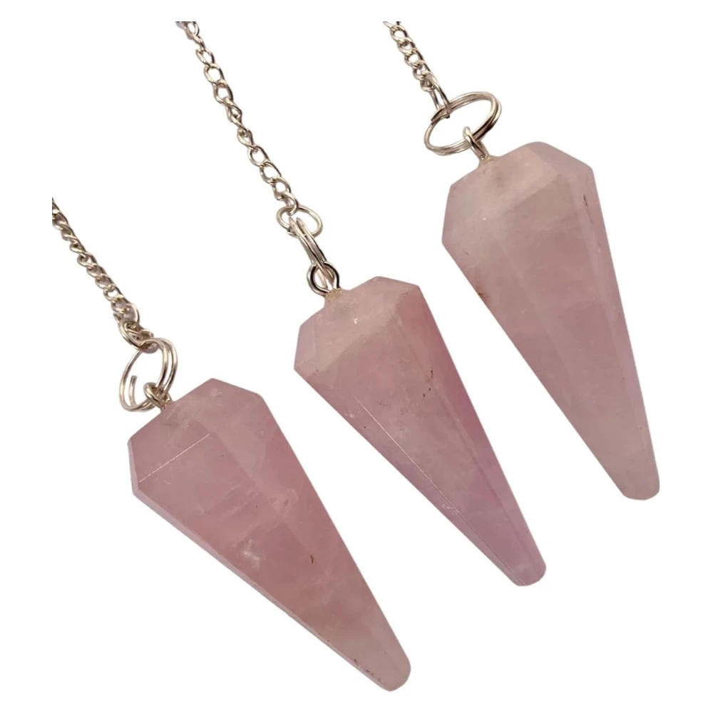 Agatesvibe "7 Chakra Stones Pendulum – Energy Healing & Dowsing Crystal | Reiki Pendulum with Chakra Chain & Ball for Meditation & Grids(Pack of 1) (Rose Quartz)