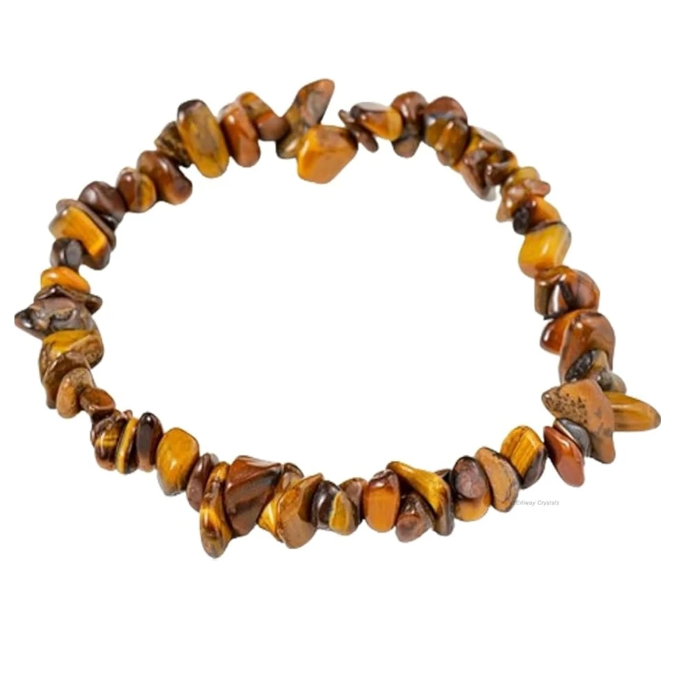 Agatesvibe Crystals Stretch Bracelet Irregular Beads Stretch Healing Crystals Chips Natural Gemstone for Women Jewelry Reiki Meditation (Pack of 1) (Tigers Eye)