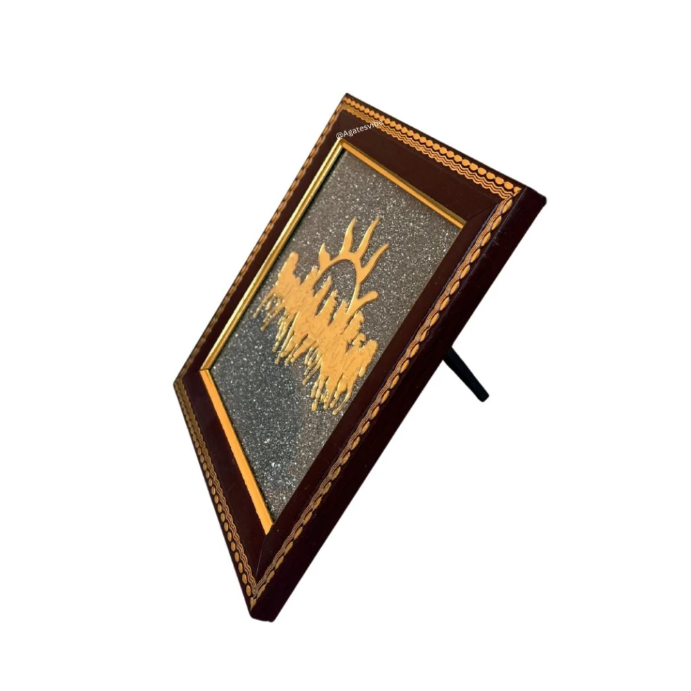 Golden 7 Horses with Sun Natural Raw Pyrite Frame
