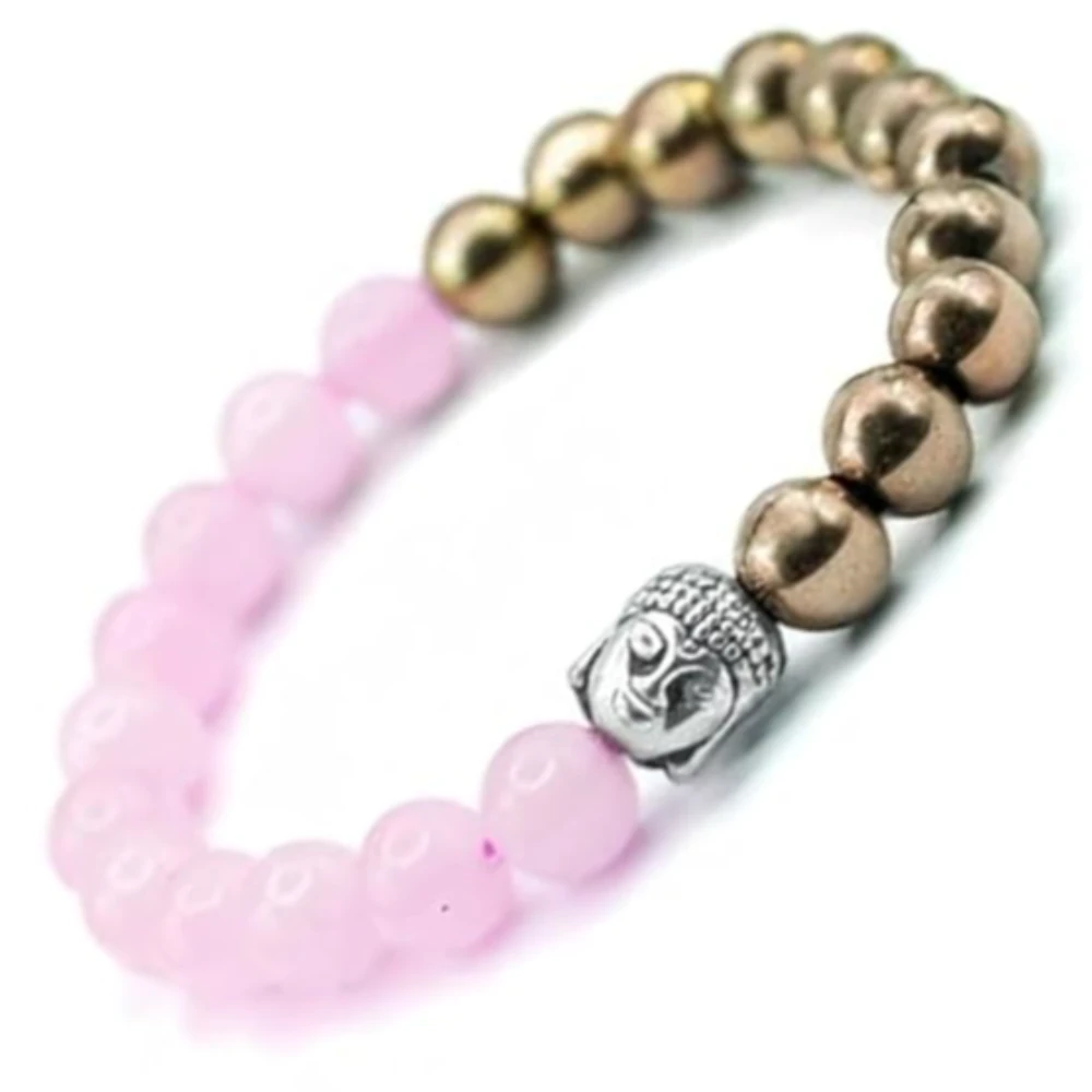 Agatesvibe Rose Quartz Bracelet for Emotional Well-being - Natural Rose Quartz with Round Beads (8mm) (Pack of 1)