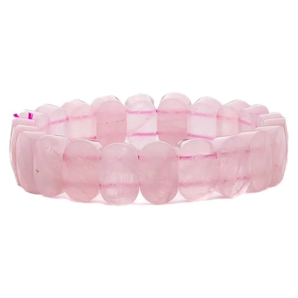 Agatesvibe "Rose Quartz Faceted Bracelet – Love & Heart Chakra Healing Crystal Energy Bracelet for Men & Women – Adjustable Stretchable Beads for Emotional Healing & Positive Energy(Pack of 1)