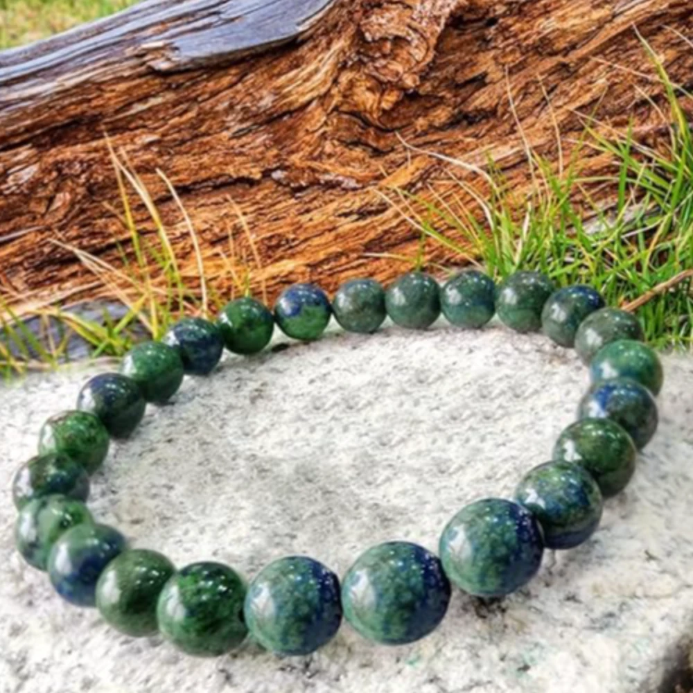 Agatesvibe Crystal Bracelet for Men & Women (8mm) | Gemstone Round Beads Bracelet for Girls | Elastic Casual Bracelet for Boys | Natural Reiki Feng Shui Healing Stone Bracelet for Unisex Adults (PAck of 1) (Chrysocolla)
