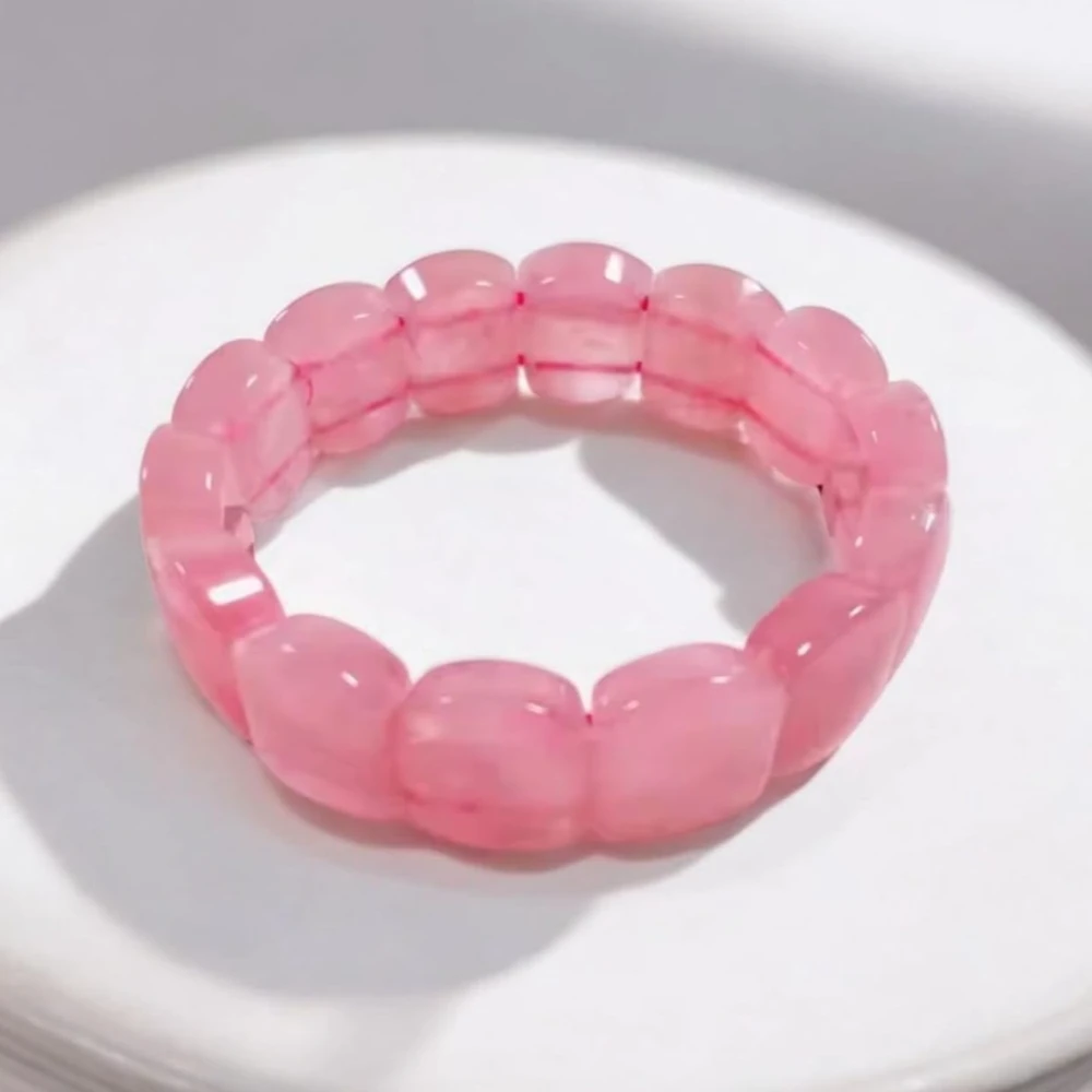 Agatesvibe "Rose Quartz Faceted Bracelet – Love & Heart Chakra Healing Crystal Energy Bracelet for Men & Women – Adjustable Stretchable Beads for Emotional Healing & Positive Energy(Pack of 1)