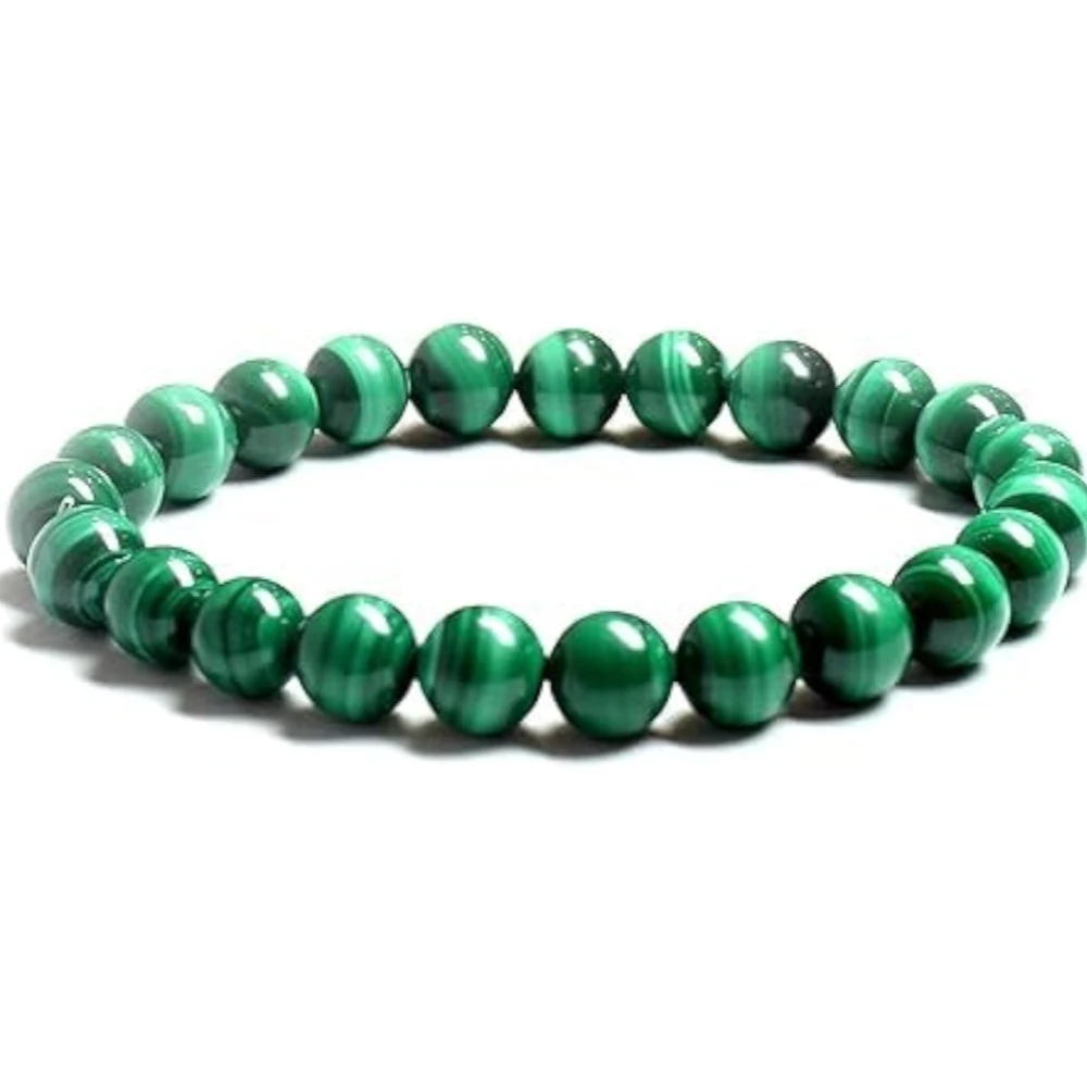 Agatesvibe Natural AAA++ Malachite Bracelet – 8mm Green Crystal Beads – Premium Jewelry Gift for Women (Pack of 1