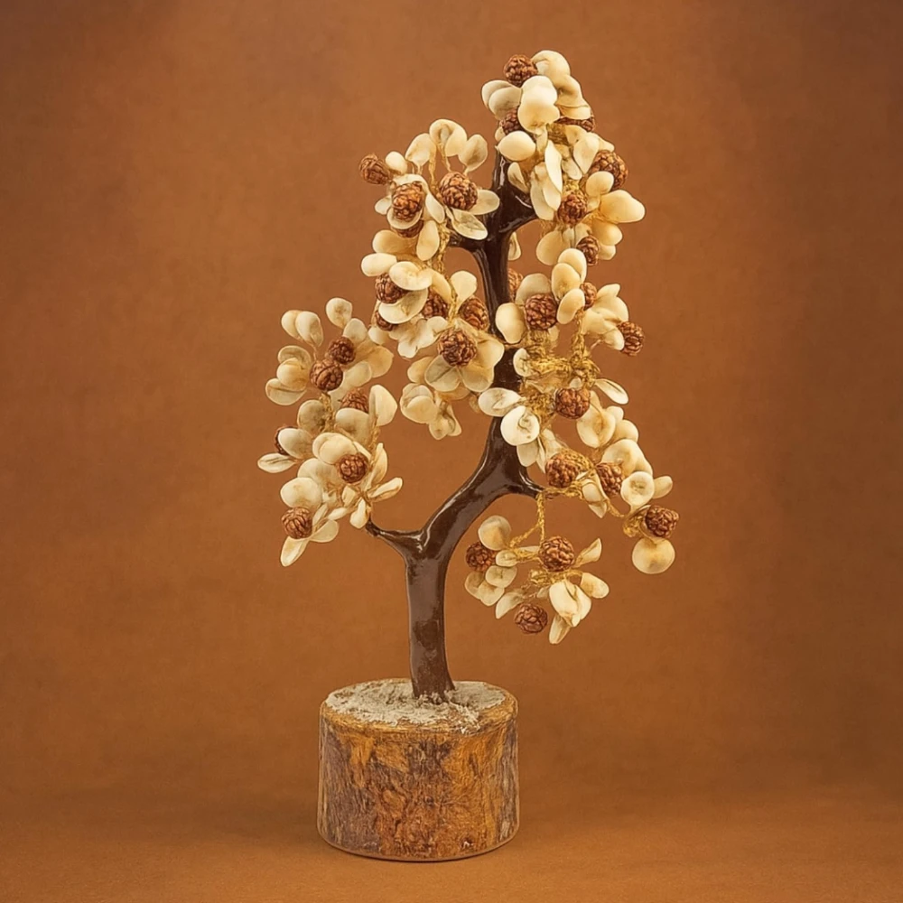 Gomti Chakra & Rudraksha Crystal Tree | Reiki-of Life for, Wealth & Protection | Feng Shui Spiritual Tree for Home & Office Décor | Positive Energy Healing Crystal Tree (300 Bids)