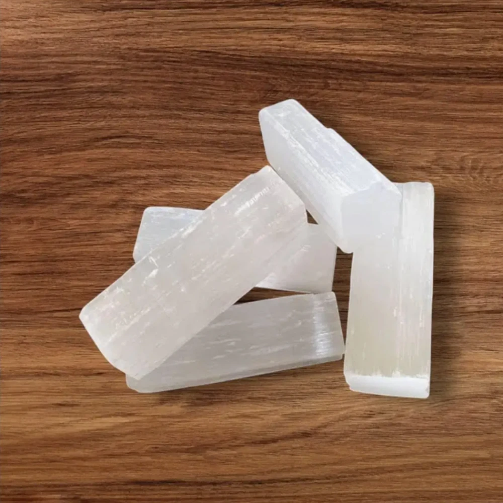 Agatesvibe Selenite Sticks Wands Bulk – 1.5–2" Each + Free Black Tourmaline & Crystal ID Card – Reiki, Chakra Healing, Protection & Positive Energy (15)