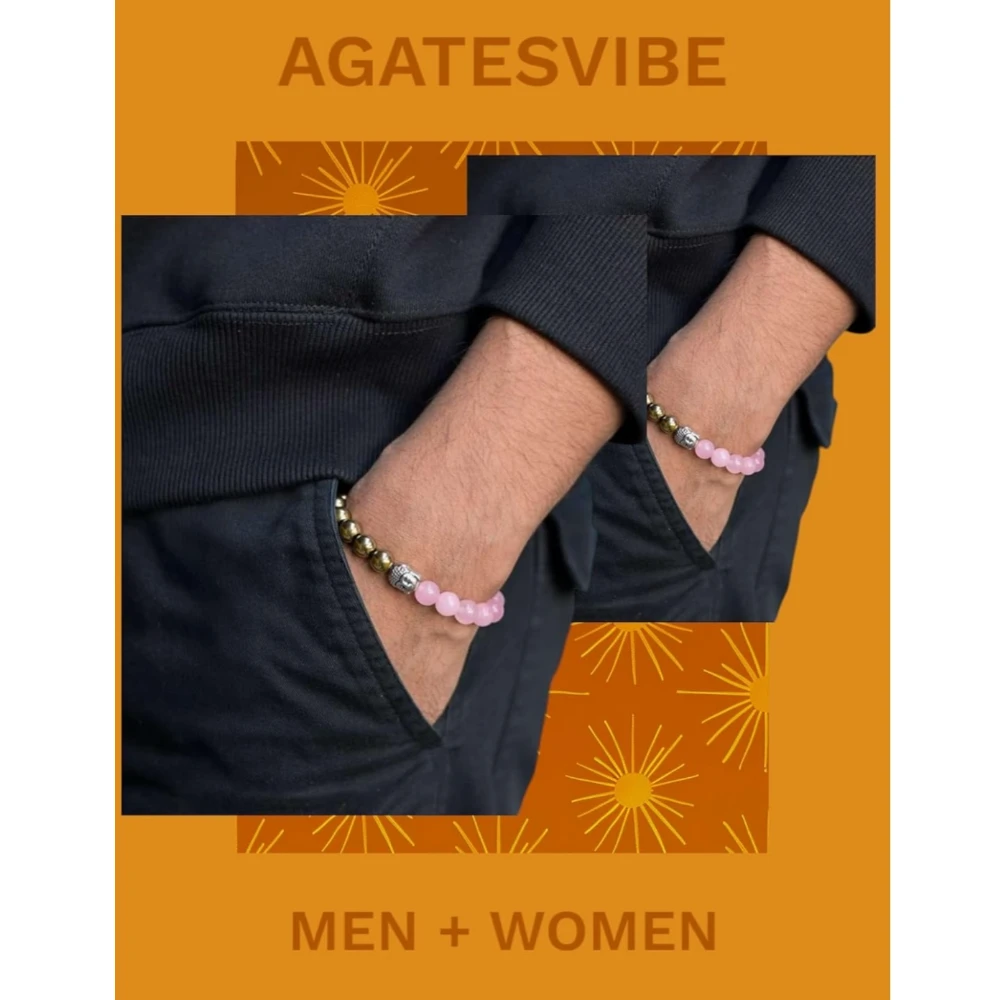 Agatesvibe Rose Quartz Bracelet for Emotional Well-being - Natural Rose Quartz with Round Beads (8mm) (Pack of 1)