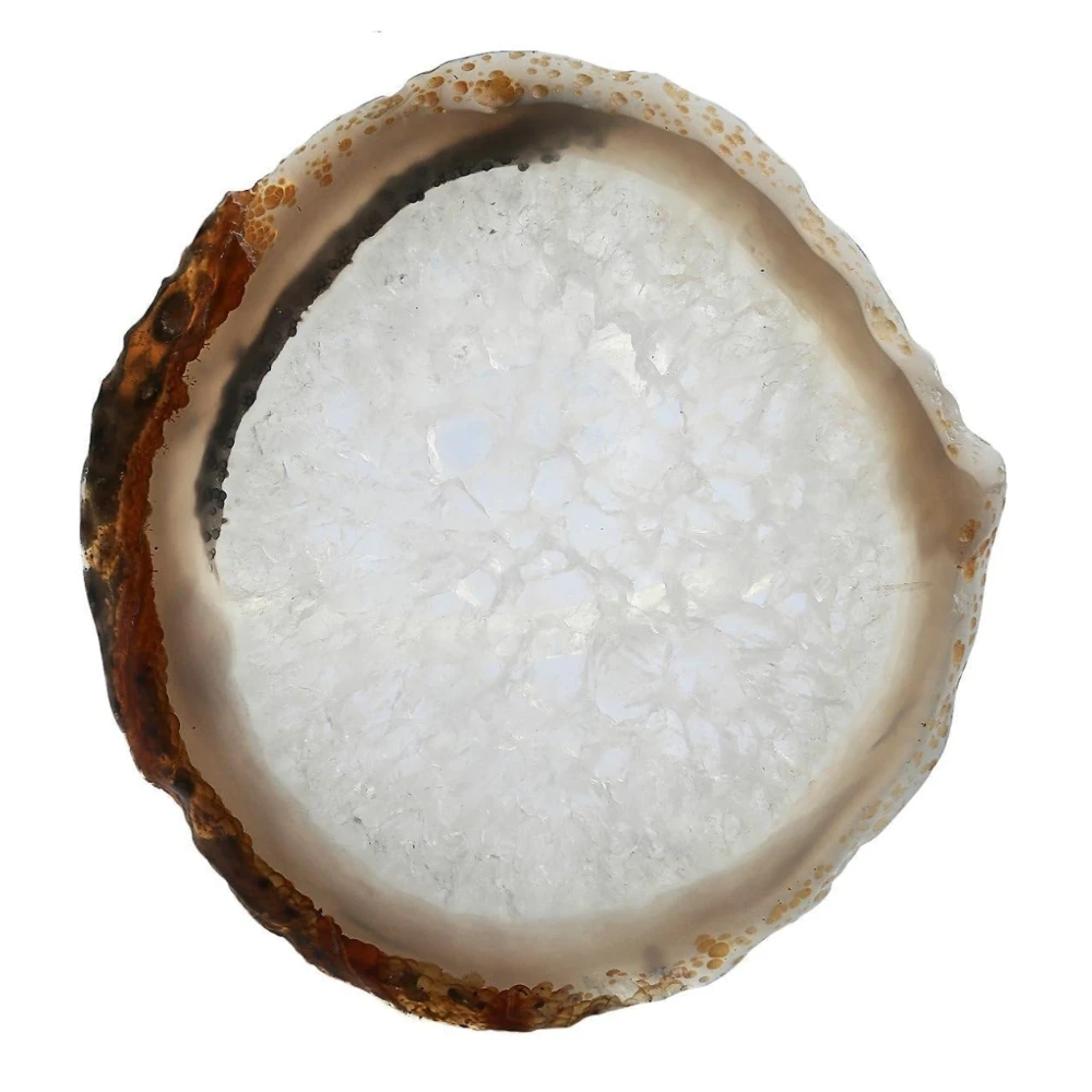 Agatesvibe 1 PC Natural Agate Slice Geode Stone – Irregular Crystal for Home Decor, Place Card Holder, Healing Stone Collection (Brown)