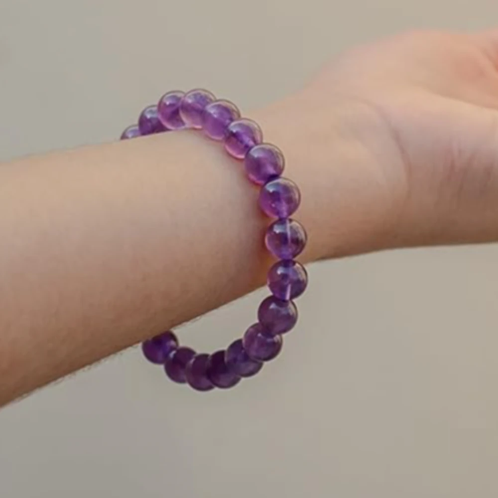 Agatesvibe Amethyst Bracelet - Natural Healing Gemstone Bracelet for Men & Women, Purple Color, 8mm Beads