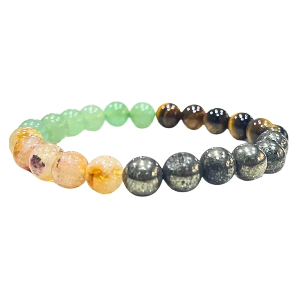 Agatesvibe Money Magnet Bracelet for Men & Women | Original Pyrite, Citrine, Green Aventurine, Tiger Eye & Hematite Stones | Certified Healing Crystal Bracelet for Wealth, Money, Prosperity & Abundance (Pack of 1)