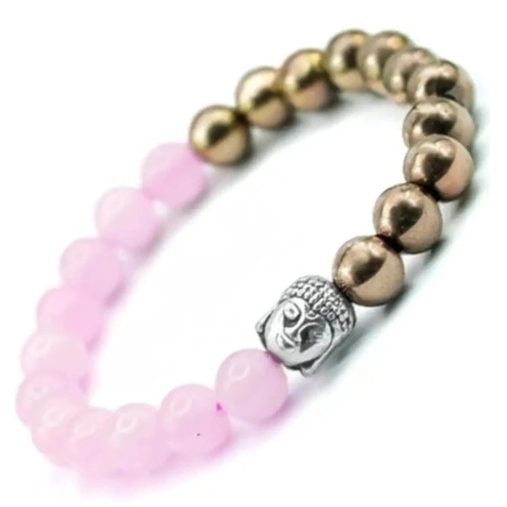 Agatesvibe Rose Quartz Bracelet for Emotional Well-being - Natural Rose Quartz with Round Beads (8mm) (Pack of 1)