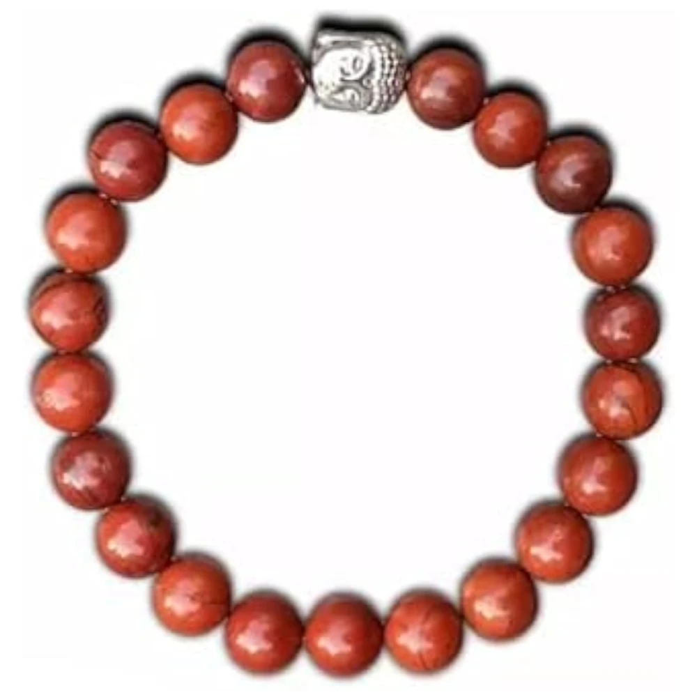 Agatesvibe Red jasper Beads Buddha Head Charm Bracelet tone Bracelet for Reiki Healing and Crystal Healing Stone Bracelet (Pack of 1)